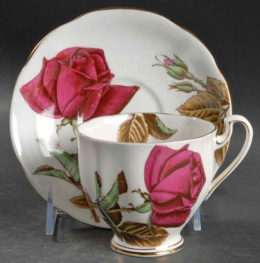 English Rose (Scalloped) Footed Cup & Saucer Set by Royal Standard-1