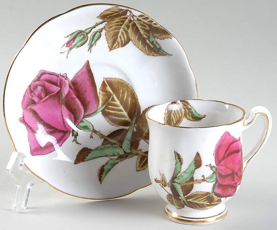 English Rose (Scalloped) Footed Demitasse Cup & Saucer Set by Royal Standard-1