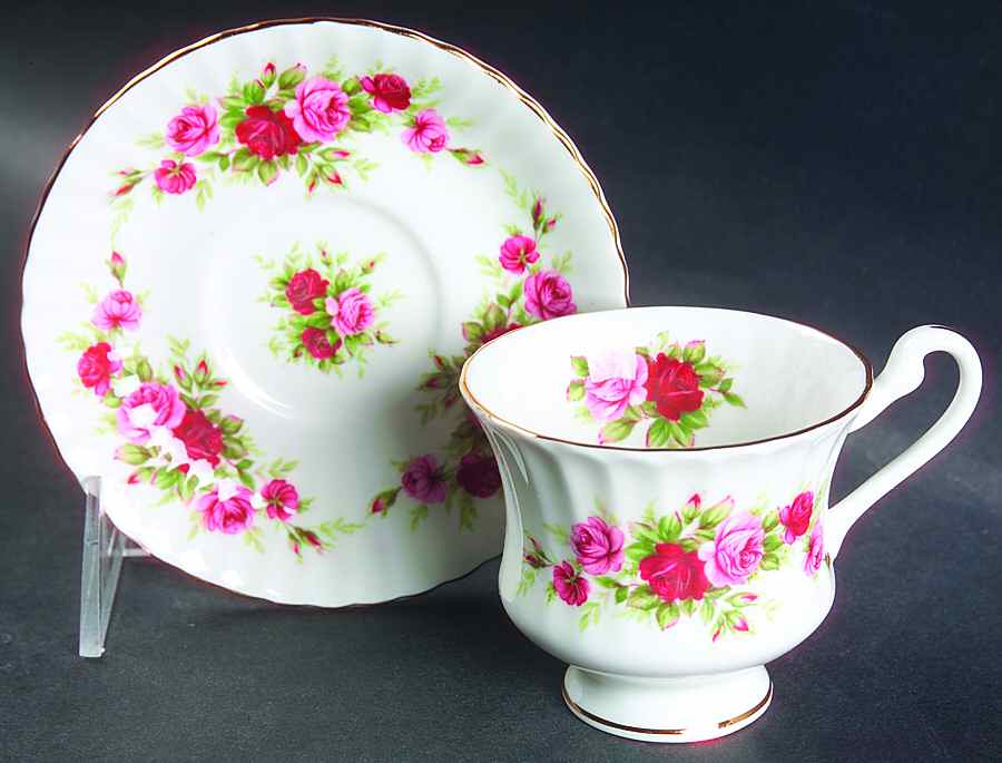 English Rose (Fluted) Footed Demitasse Cup & Saucer Set by Royal Standard-1