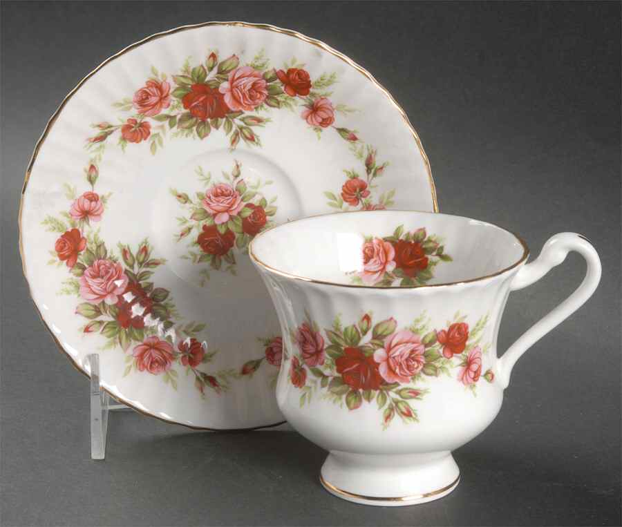 English Rose (Fluted) Footed Cup & Saucer Set by Royal Standard-1