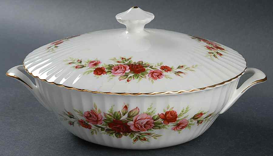 English Rose (Fluted) Round Covered Vegetable by Royal Standard-1
