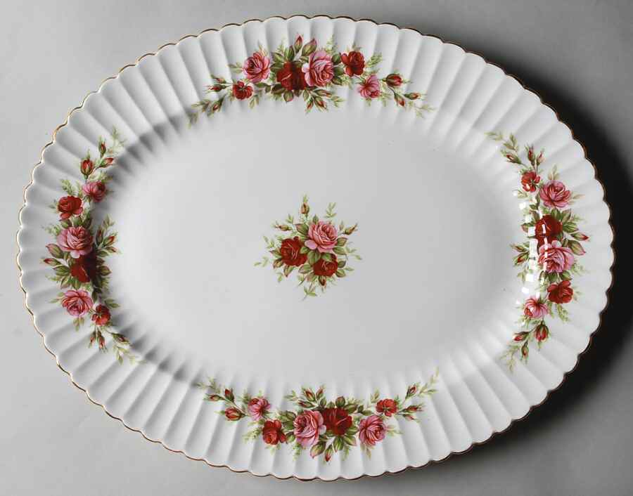 English Rose (Fluted) 15" Oval Serving Platter by Royal Standard-1
