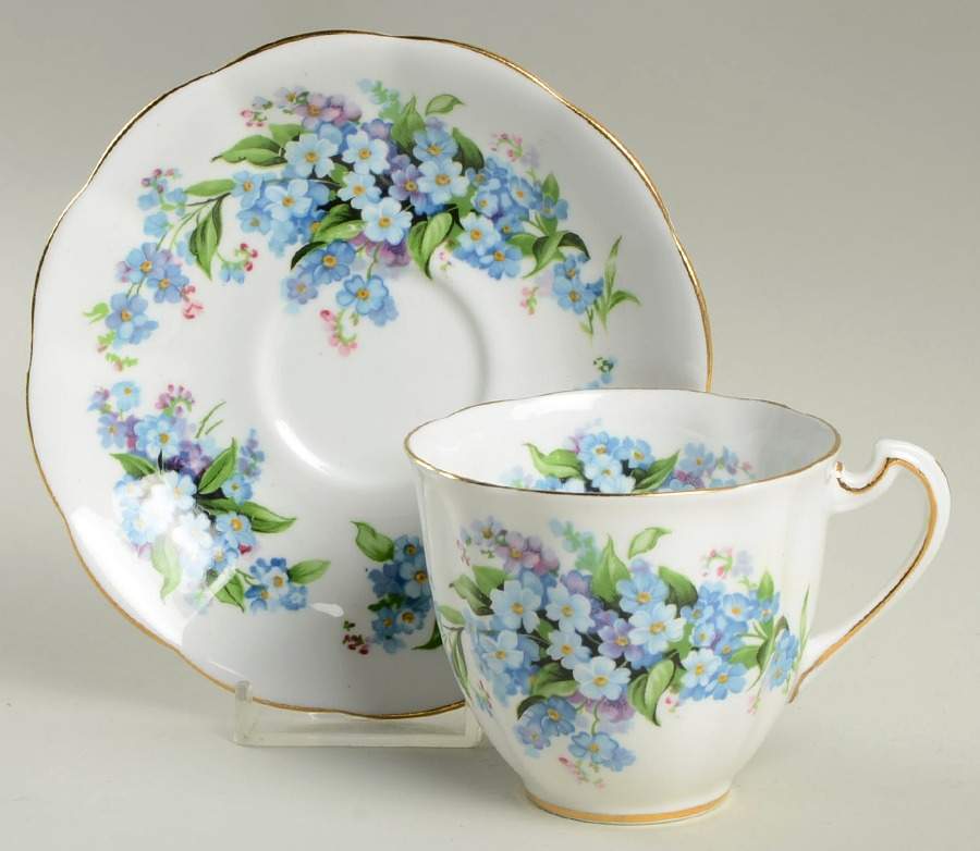 Forget Me Not Flat Cup & Saucer Set by Royal Standard-1