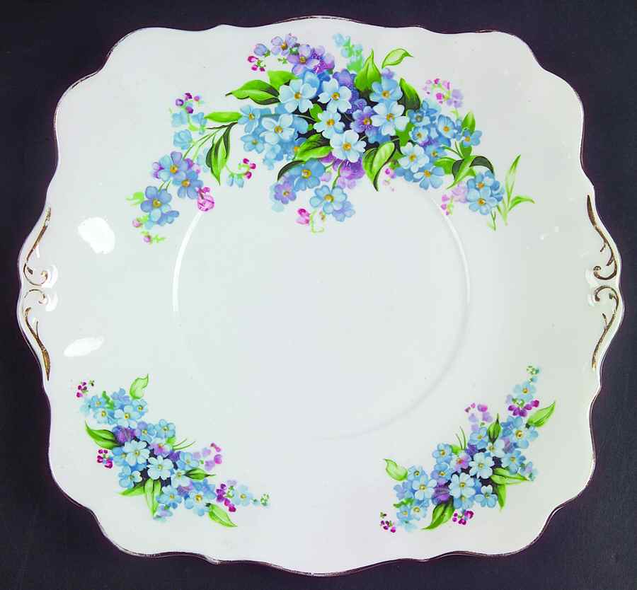 Forget Me Not Square Handled Cake Plate by Royal Standard-1