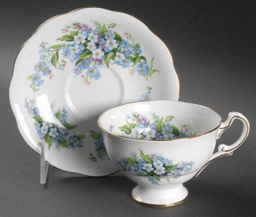 Forget Me Not Footed Cup & Saucer Set by Royal Standard-1