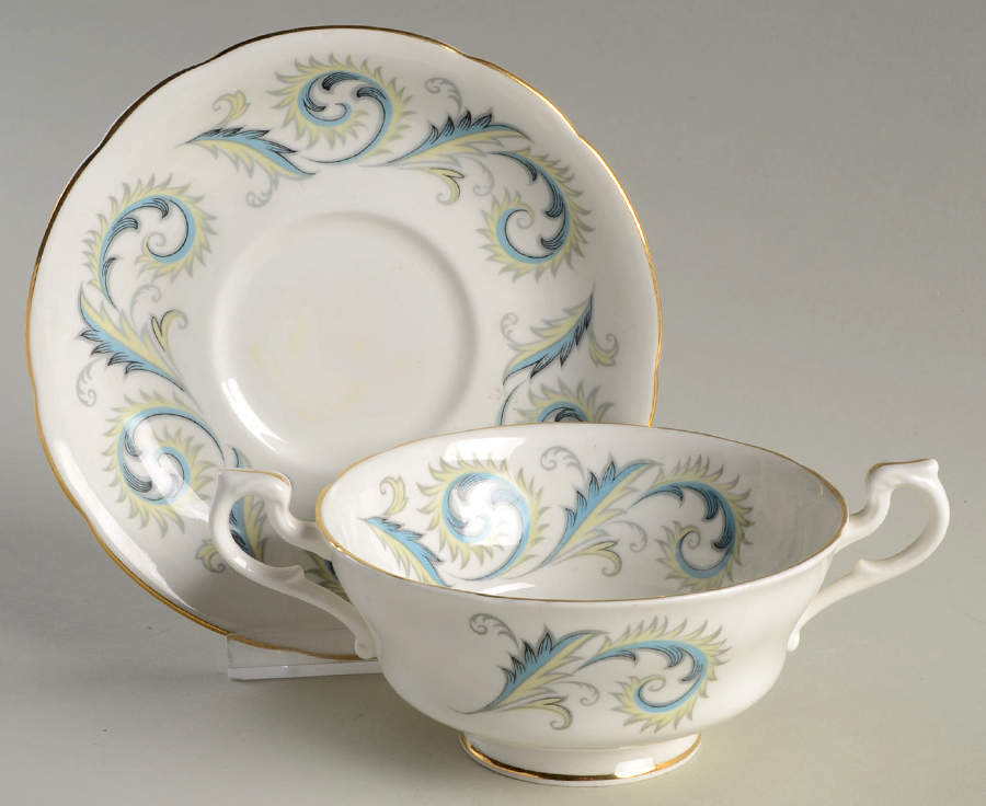 Garland Footed Cream Soup Bowl & Saucer Set by Royal Standard-1