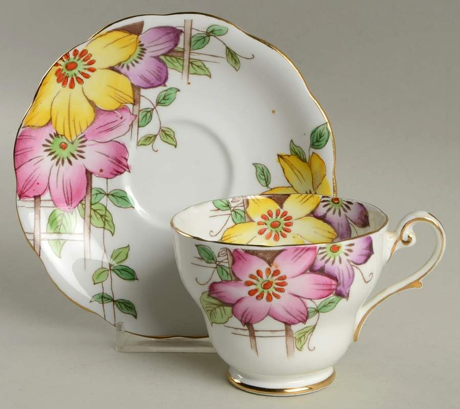 Garden Terrace Footed Cup & Saucer Set by Royal Standard-1