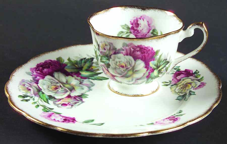 Irish Elegance (Brushed Gold Trim) Snack Plate & Cup Set by Royal Standard-1
