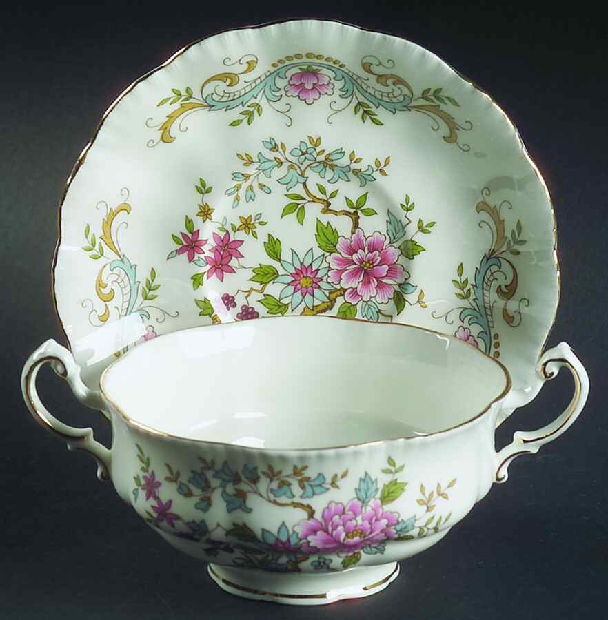 Mandarin Footed Cream Soup Bowl & Saucer Set by Royal Standard-1