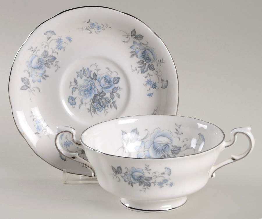 Melody Footed Cream Soup Bowl & Saucer Set by Royal Standard-1