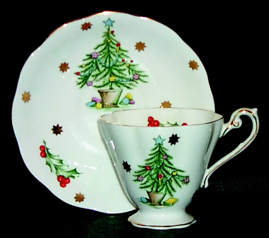 A Merry X Mas Footed Cup & Saucer Set by Royal Standard-1