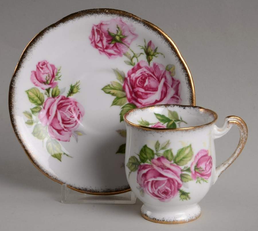 Orleans Rose Footed Demitasse Cup & Saucer Set by Royal Standard-1