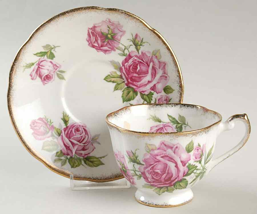 Orleans Rose Footed Cream Soup Bowl & Saucer Set by Royal Standard-1