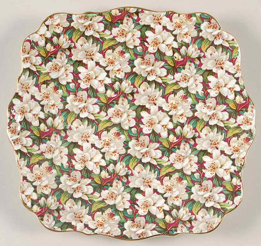 Peach Tree Square Handled Cake Plate by Royal Standard-1