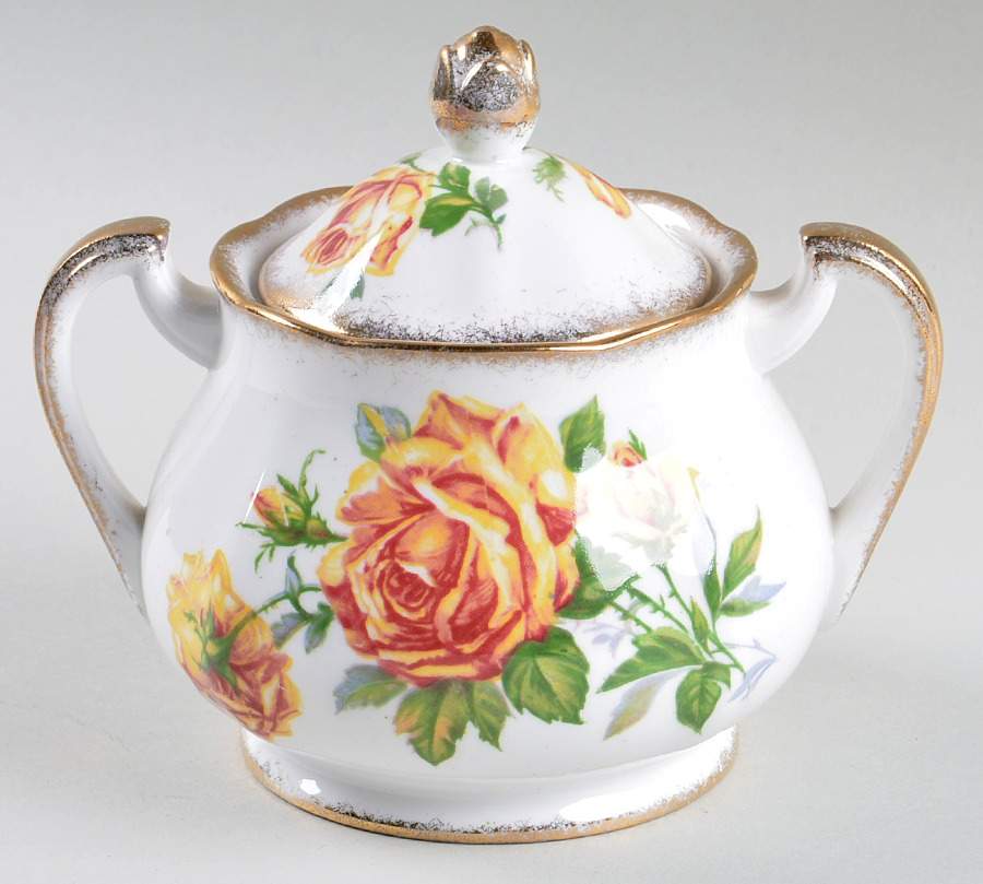 Romany Rose Sugar Bowl & Lid by Royal Standard-1
