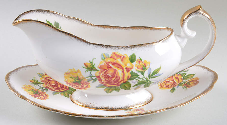 Romany Rose Gravy Boat & Underplate by Royal Standard-1