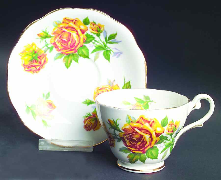 Romany Rose Footed Cup & Saucer Set by Royal Standard-1
