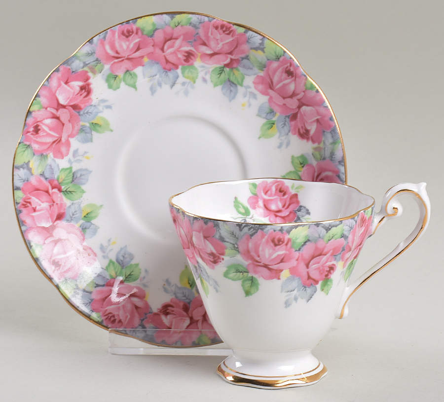 Rose of Sharon Footed Cup & Saucer Set by Royal Standard-1