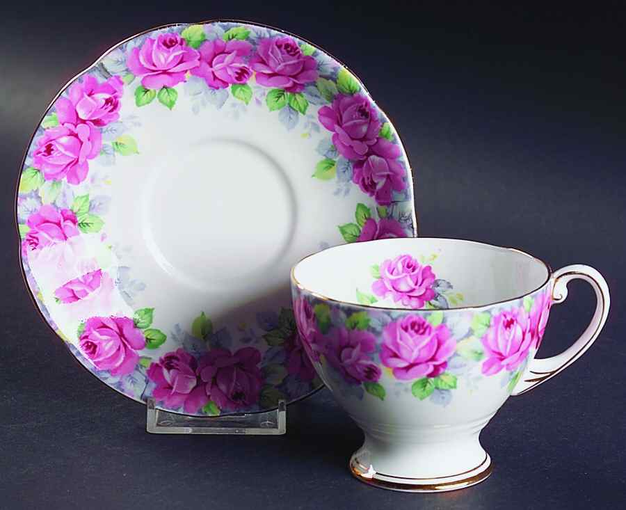 Rose of Sharon Footed Cup & Saucer Set by Royal Standard-1
