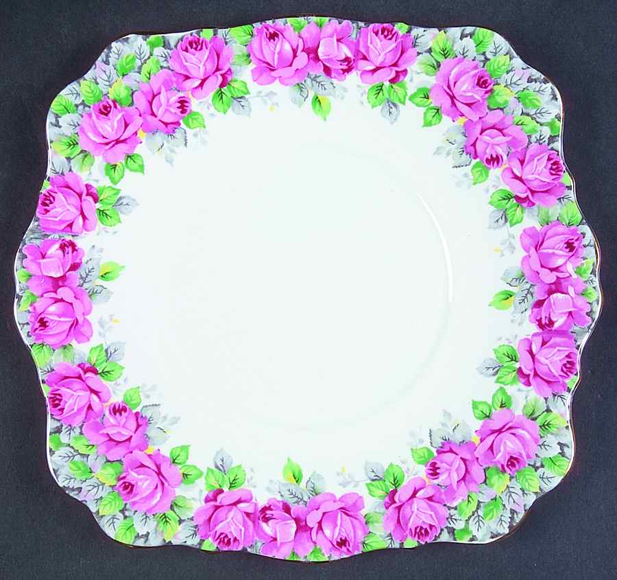Rose of Sharon Square Handled Cake Plate by Royal Standard-1