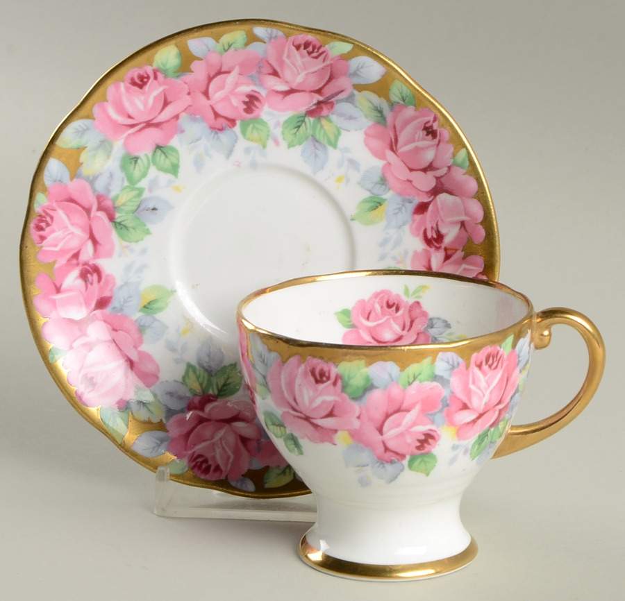 Rose of Sharon Footed Demitasse Cup & Saucer Set by Royal Standard-1