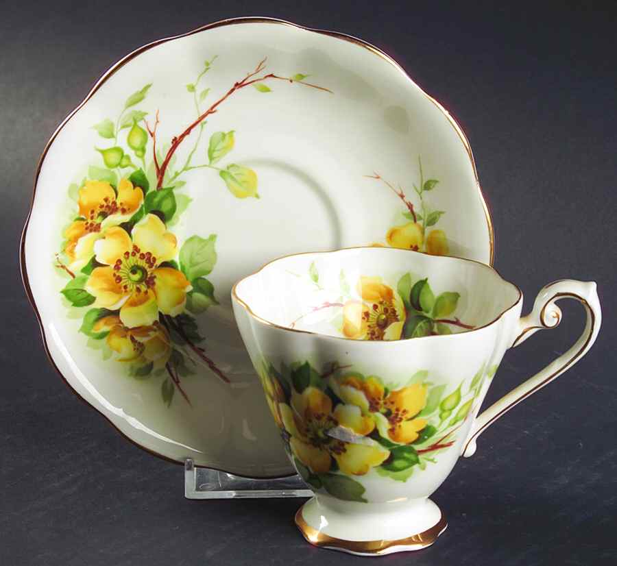 Wild Rose Footed Cup & Saucer Set by Royal Standard-1