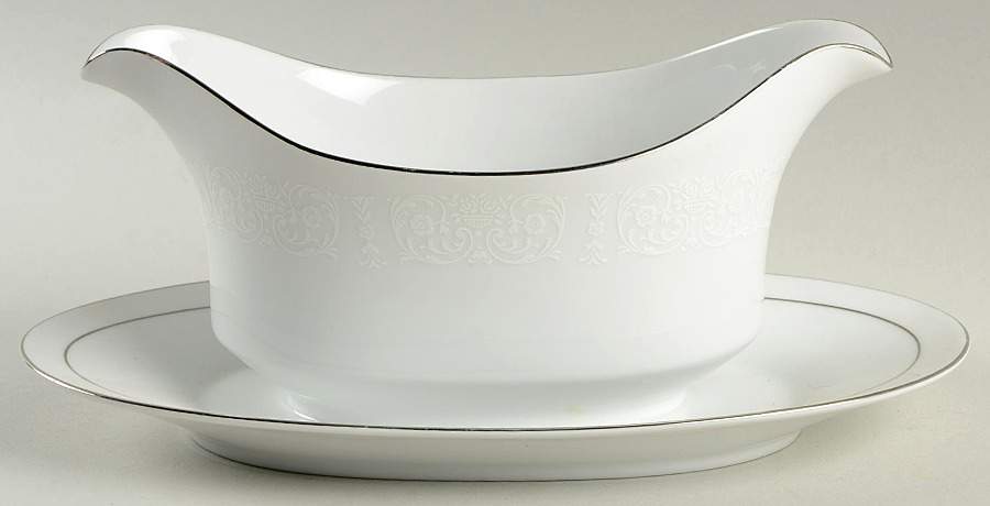 Bridal Lace Gravy Boat with Attached Underplate by Royal Song-1