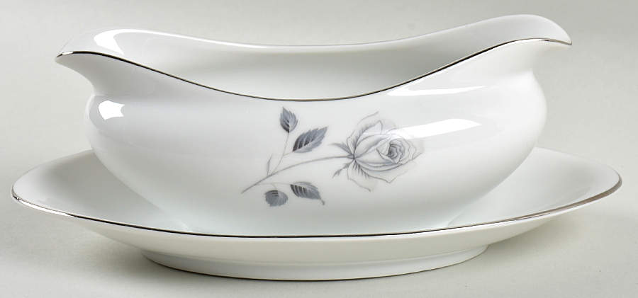 Midnight Rose Gravy Boat with Attached Underplate by Royal Song-1
