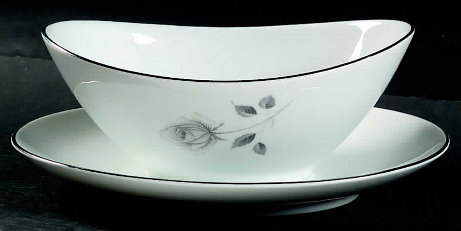 Midnight Rose Gravy Boat with Attached Underplate by Royal Song-1