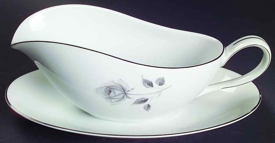 Midnight Rose Gravy Boat with Attached Underplate by Royal Song-1