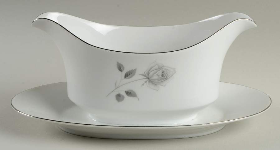 Midnight Rose Gravy Boat with Attached Underplate by Royal Song-1