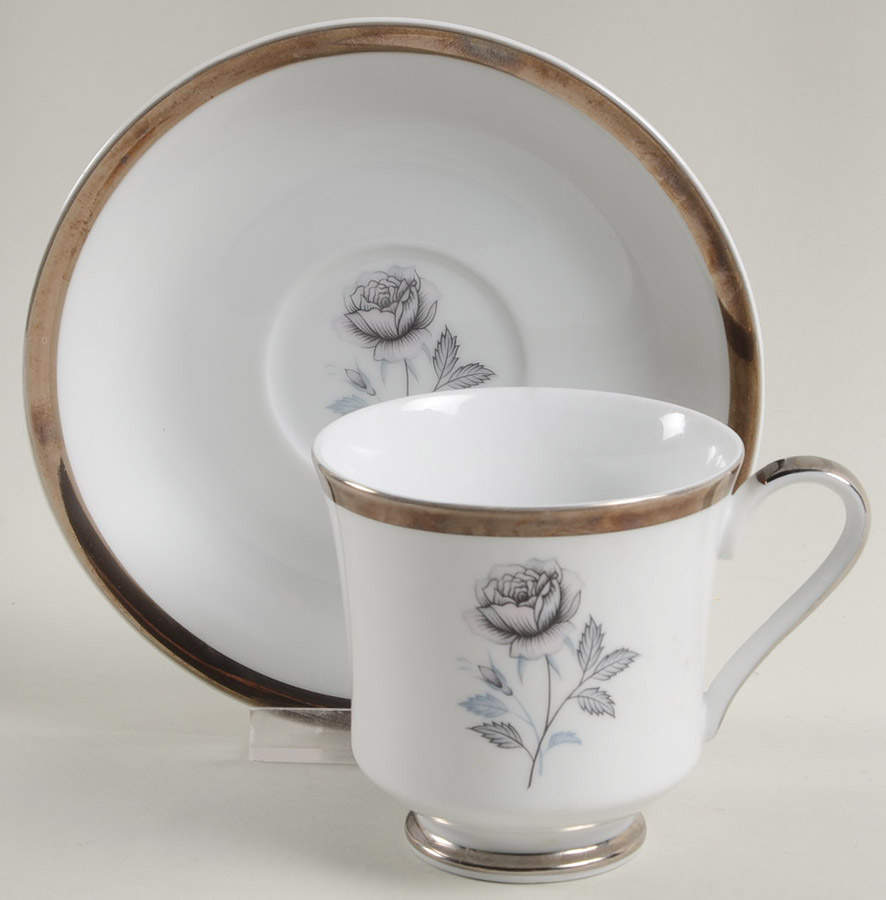 Moonlight Rose Footed Cup & Saucer Set by Royal Song-1
