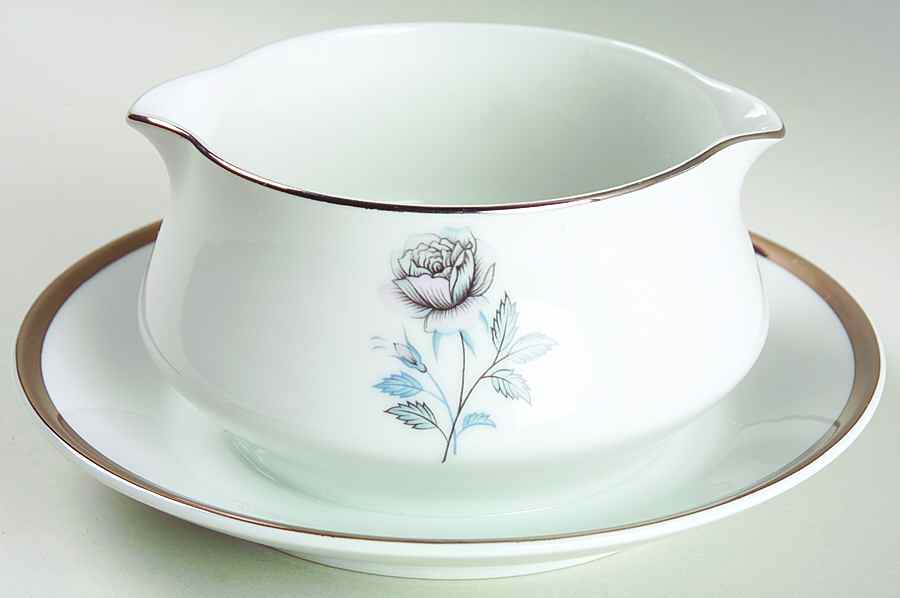 Moonlight Rose Gravy Boat with Attached Underplate by Royal Song-1