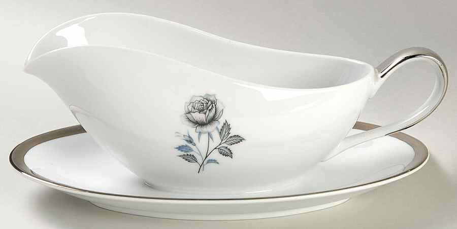 Moonlight Rose Gravy Boat with Attached Underplate by Royal Song-1