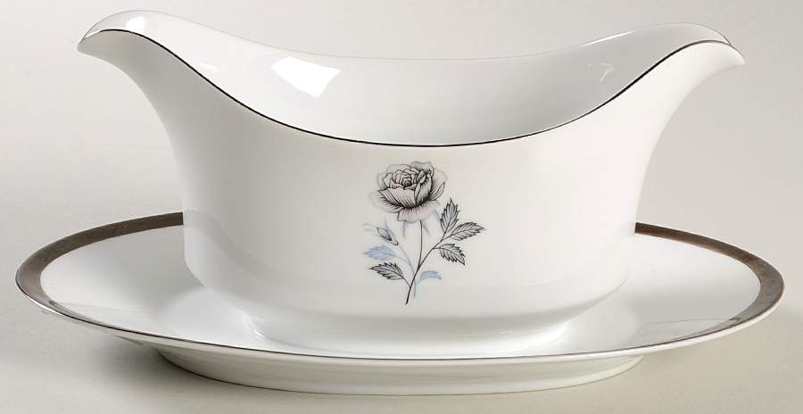 Moonlight Rose Gravy Boat with Attached Underplate by Royal Song-1
