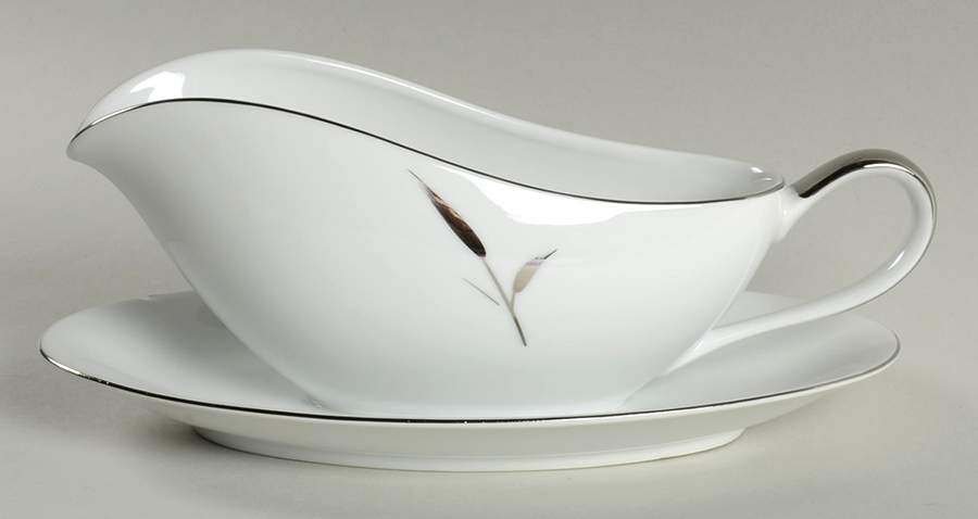 Silver Beauty Gravy Boat with Attached Underplate by Royal Song-1