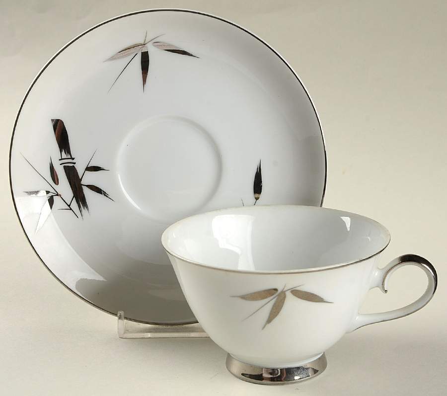 Silver Beauty Footed Cup & Saucer Set by Royal Song-1