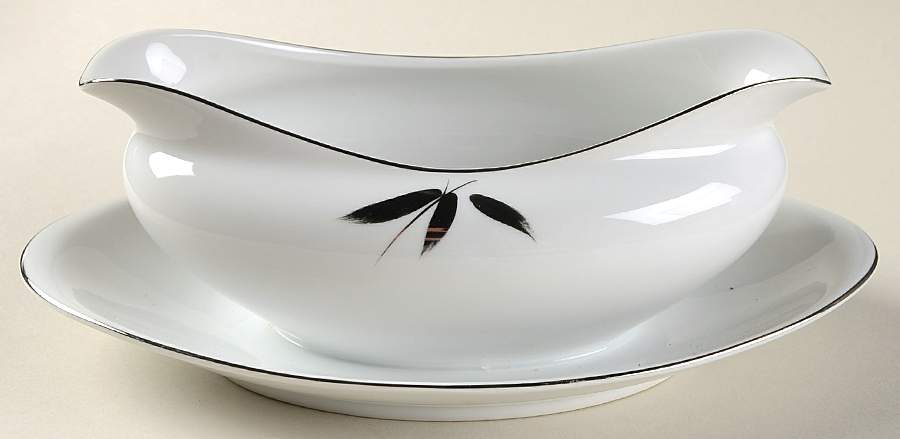 Silver Beauty Gravy Boat with Attached Underplate by Royal Song-1