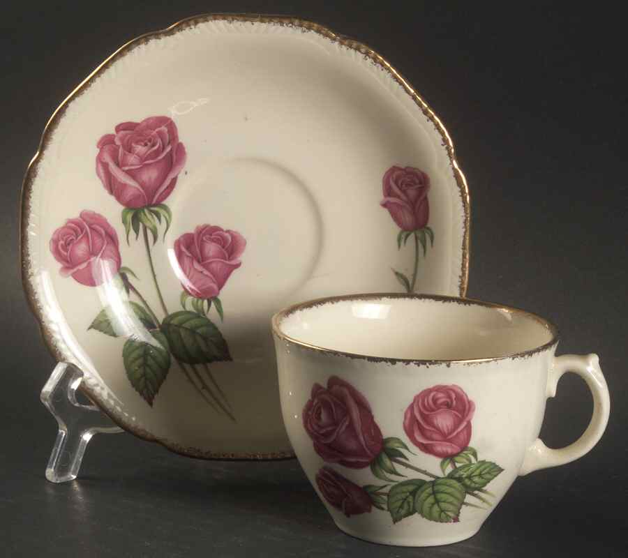Anniversary Rose Flat Cup & Saucer Set by Royal Swan-1