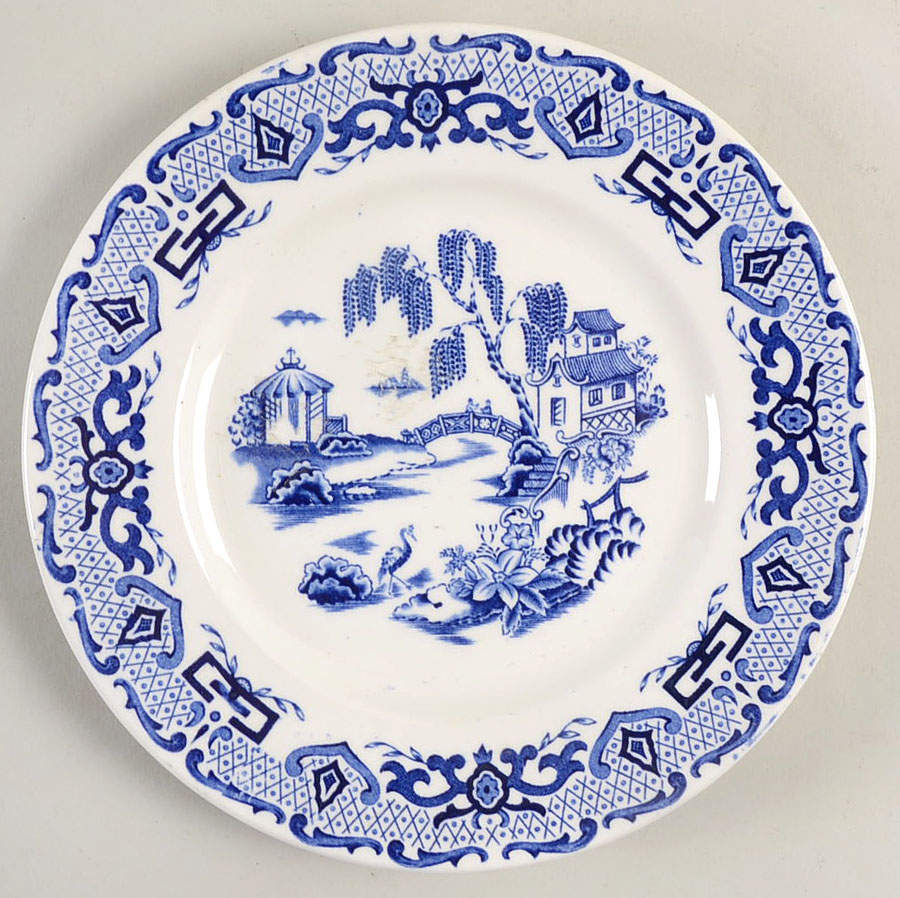 English Canton Blue Dessert/Pie Plate by Royal Swan-1