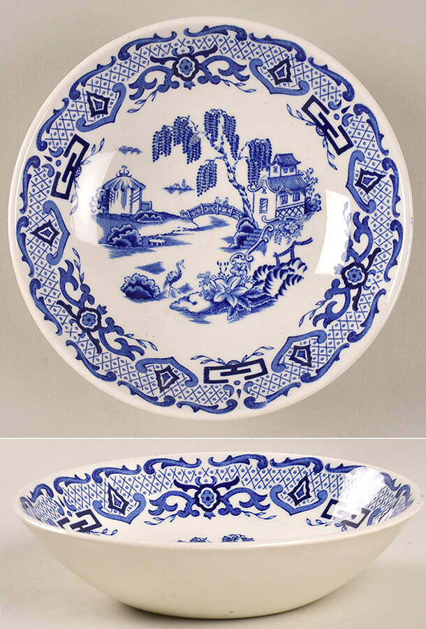 English Canton Blue Fruit/Dessert (Sauce) Bowl by Royal Swan-1