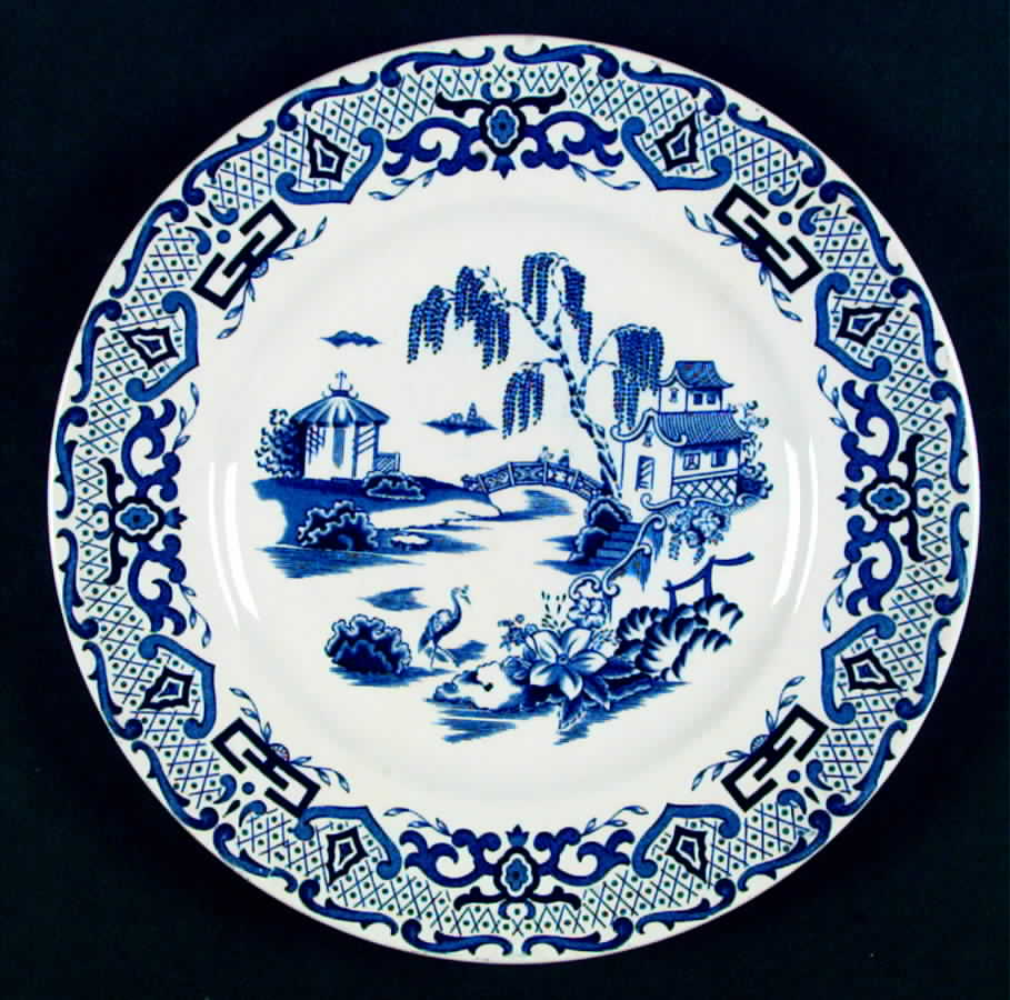 English Canton Blue Dinner Plate by Royal Swan-1