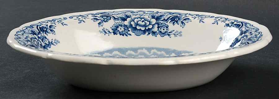 Historic Castles Blue 9" Oval Vegetable Bowl by Royal Swan-1