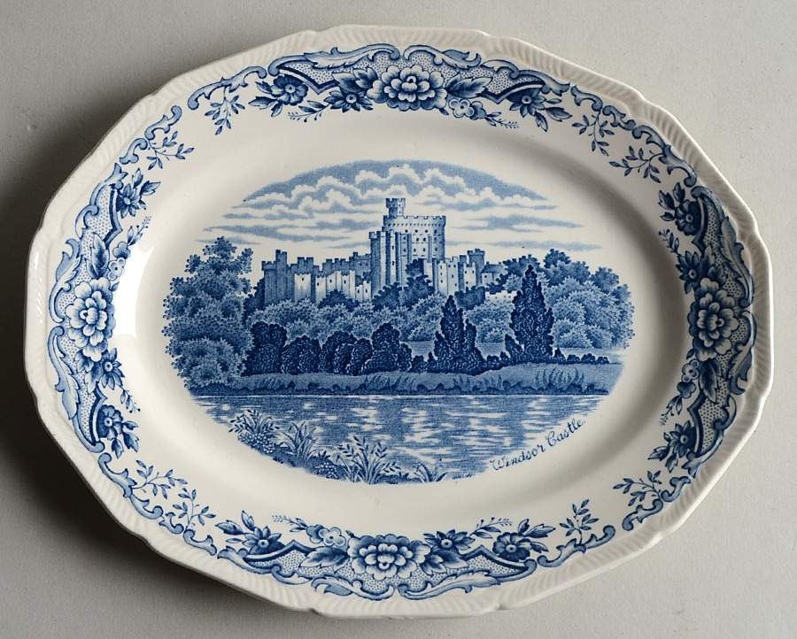 Historic Castles Blue 9" Oval Serving Platter by Royal Swan-1