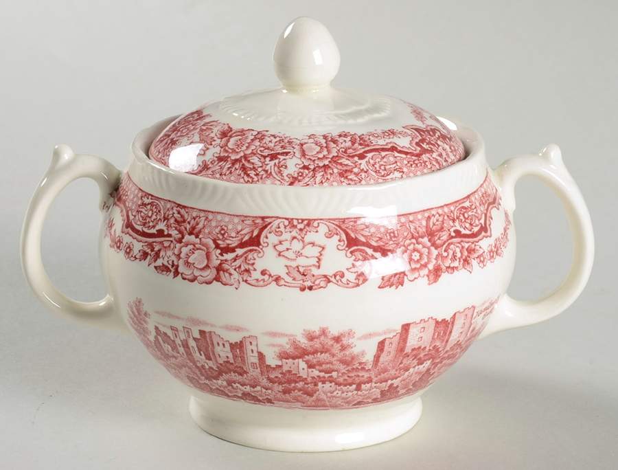 Historic Castles Pink Sugar Bowl & Lid by Royal Swan-1
