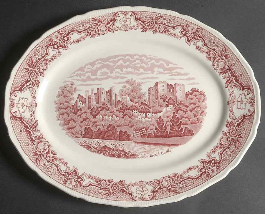 Historic Castles Pink 14" Oval Serving Platter by Royal Swan-1