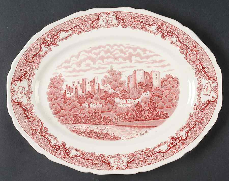 Historic Castles Pink 12" Oval Serving Platter by Royal Swan-1