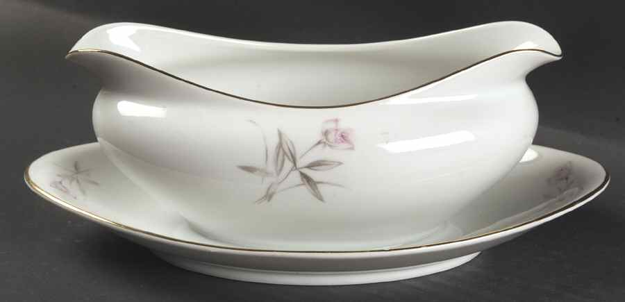Blush Rose Gravy Boat with Attached Underplate by Royal Sovereign-1