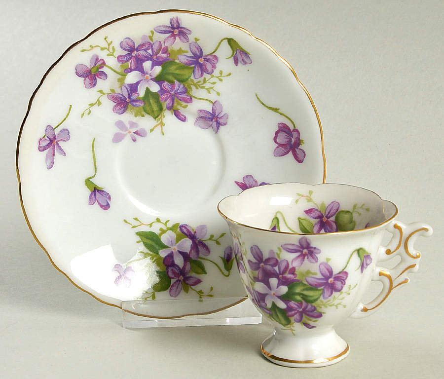 Spring Violets Footed Demitasse Cup & Saucer Set by Rossetti-1
