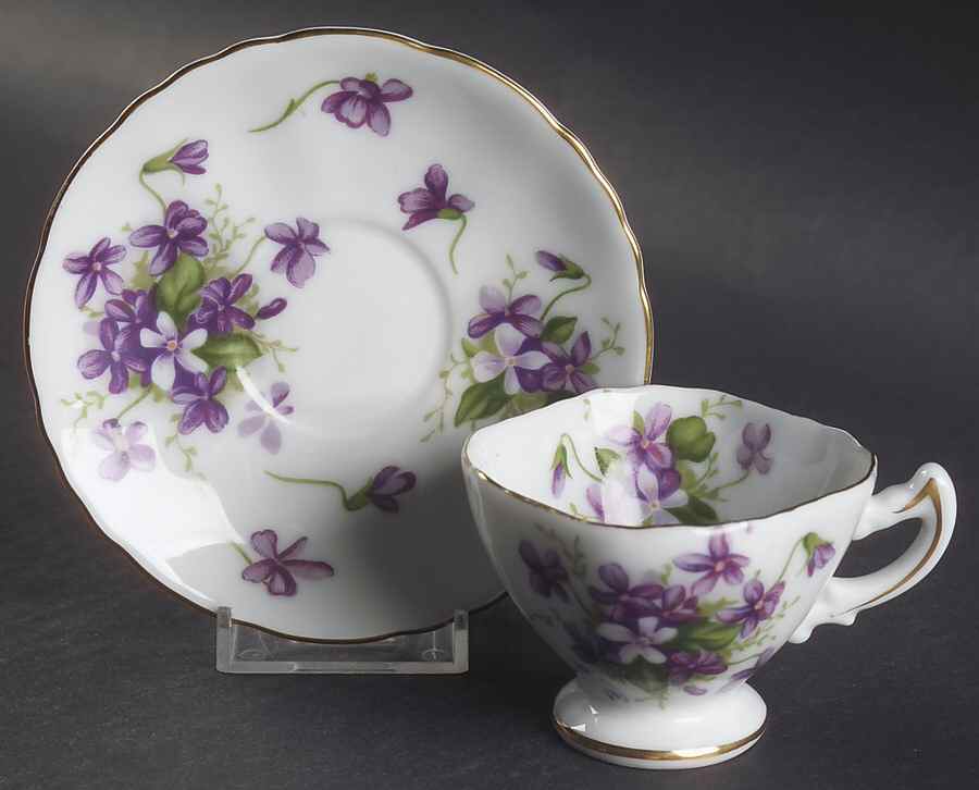 Spring Violets Footed Demitasse Cup & Saucer Set by Rossetti-1